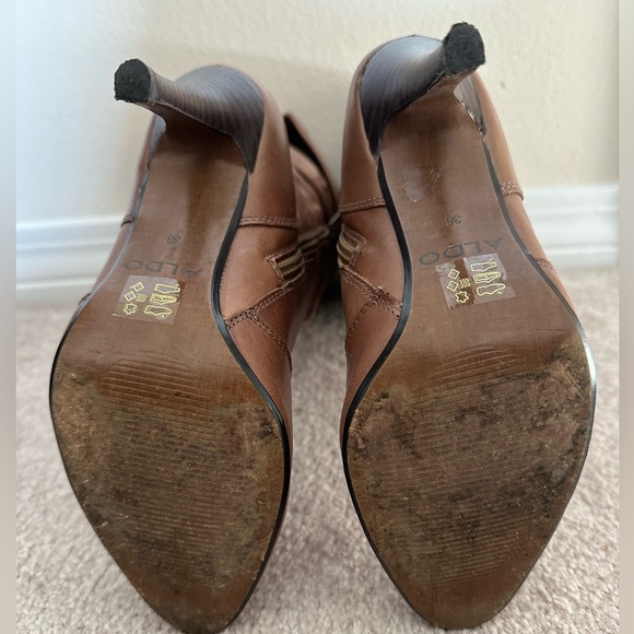 Aldo light brown leather slouch boots. - Picture 6 of 9